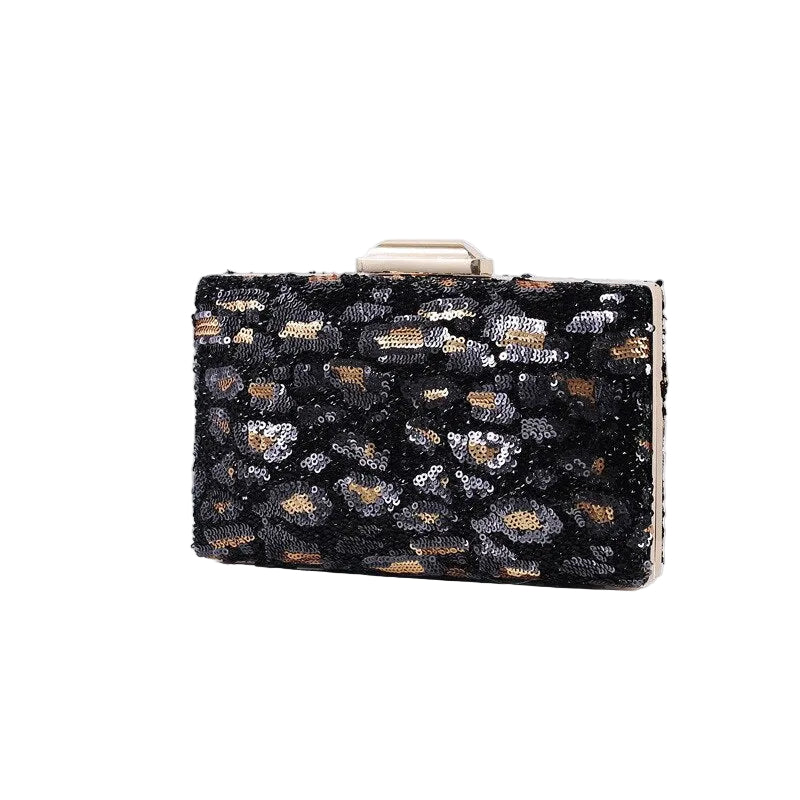 Sequined Leopard Clutch