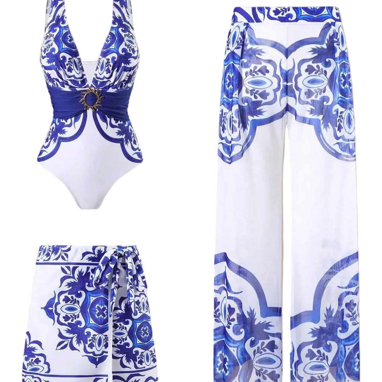 Fleur De Soleil One Piece 3 Piece Swim Set