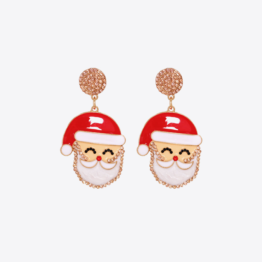 Rhinestone Santa Earrings