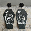 Coffin Shape Wooden Earrings