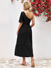 Chanelle One Shoulder Midi Dress~Black