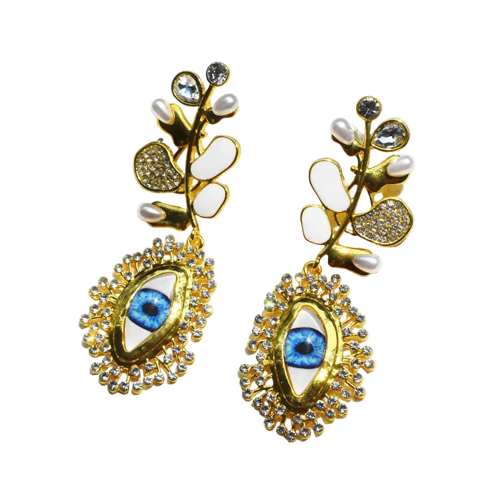 Ethereal Pearl Leaf Earrings