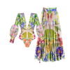 Meet In The Tropics One Piece Lantern Sleeve Swimsuit and Maxi Skirt