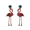 Pink Flamingo Drop Rhinestone Earrings