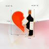2pcs/set Broken heart wine bottle Brooch