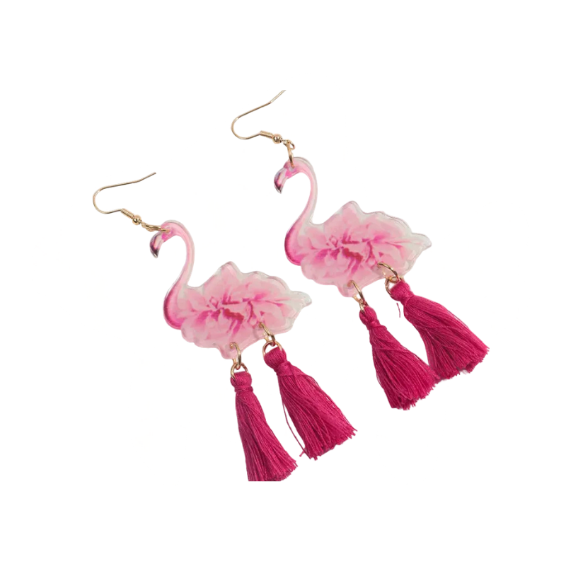Pink Flamingo Flower Earrings