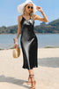 The Fiorella Satin Midi Dress~Black