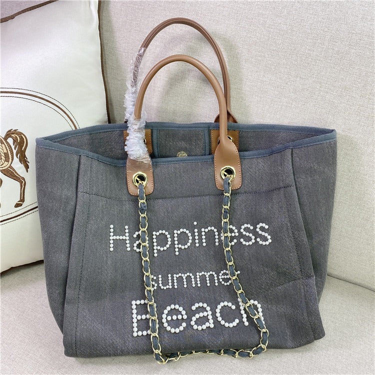 Happiness Summer Beach Bag ~ Gray