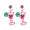 Boucles d'oreilles cocktail roses en strass