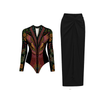 Coastal Muse One Piece Long Sleeve Swimsuit and Sarong in Black Mauve