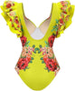 The Soleil Jardin One Piece Ruffled Swimsuit and Sarong