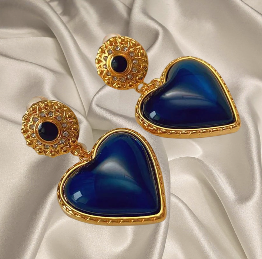 L'Amour Bleu Heart Earrings