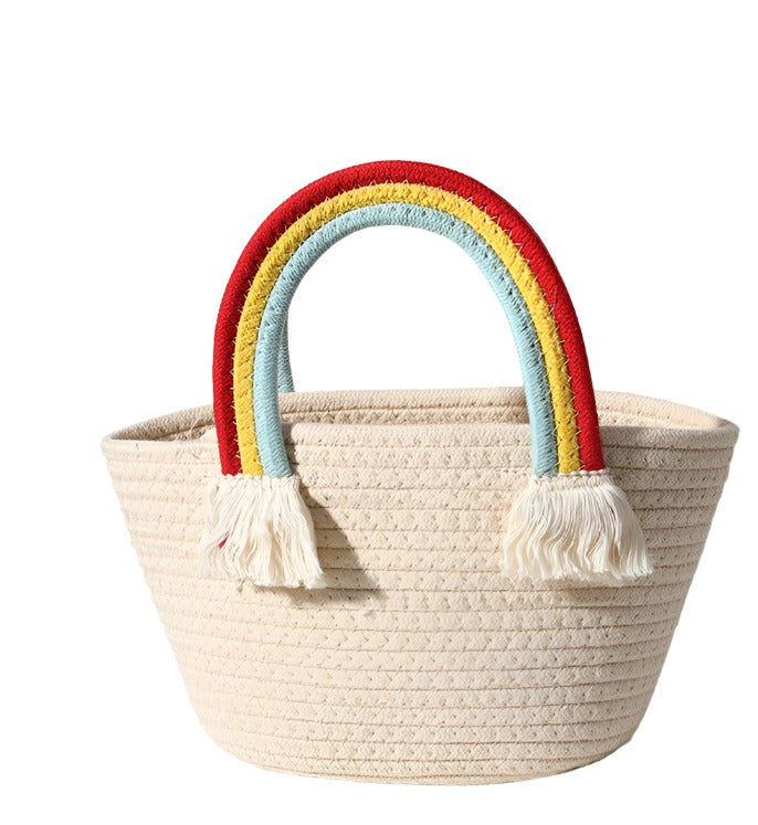 Rainbow In The Clouds Wicker Handbag