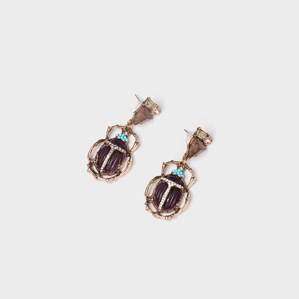 Beetle Rhinestone Earrings