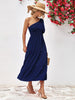 Chanelle One Shoulder Midi Dress ~ Navy