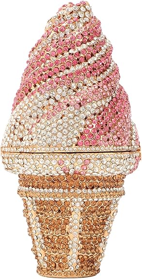 Ice Cream Cone Crystal Minaudiere Clutch
