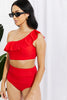 Beach Romance Ruffle One-Shoulder Bikini in Red