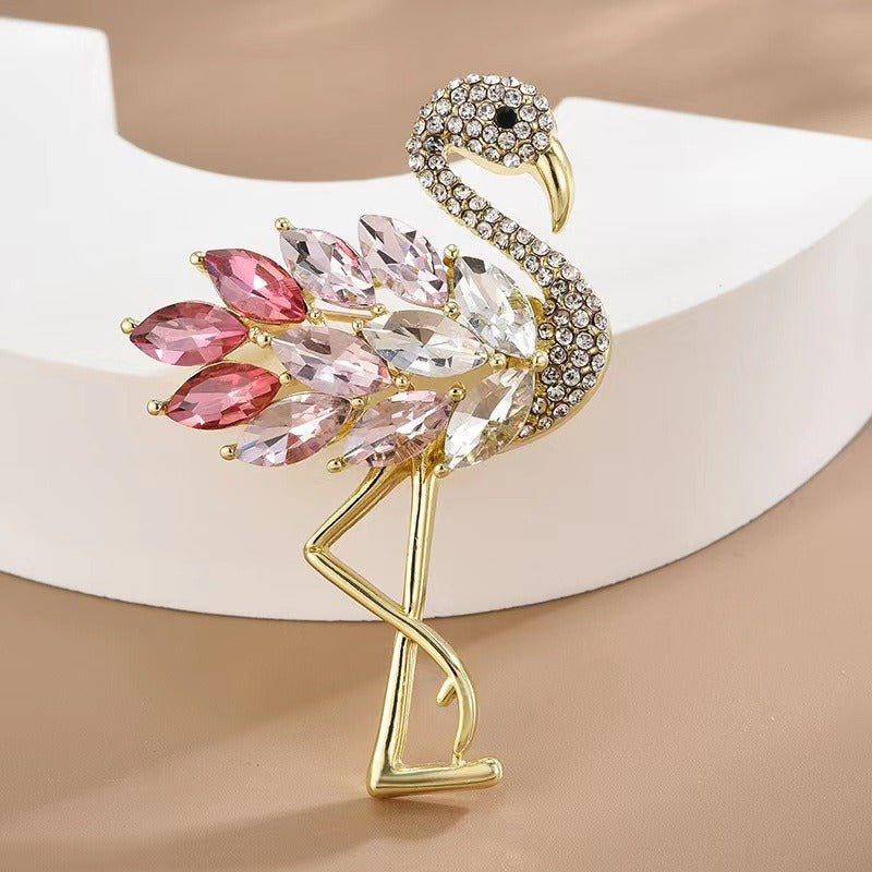 Pink Crystal Flamingo Brooch