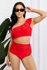 Beach Romance Ruffle One-Shoulder Bikini in Red