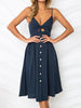 Cutout Smocked Sweetheart-Neck Cami Dress