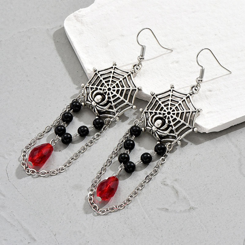 Chained Spider Web Earrings