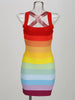 Rainbow Mini Bandage Dress