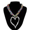 Exaggerated rice bead multi-layered heart-shaped pendant necklace personalized lava peach heart necklace accessory