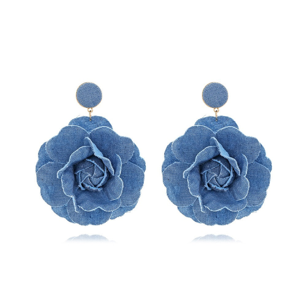 Denim Rose Earrings