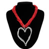 Exaggerated rice bead multi-layered heart-shaped pendant necklace personalized lava peach heart necklace accessory