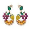 European and American Creative Countryside Style Grape Lemon Pearl Flower Earrings Exaggerated Fruit Flower Earrings Female