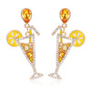 Women's personalized and fun new alloy point diamond lemon juice high foot earrings