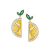 Lemon crystal earrings, female fruit earrings, earrings, and studs
