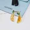 Lemon crystal earrings, female fruit earrings, earrings, and studs