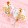 Women's personalized and fun new alloy point diamond lemon juice high foot earrings