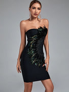 Feathered Allure Bandage Dress