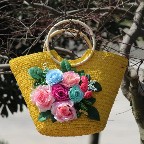 Jardin de Soleil Raffia Hat and Tote Bag
