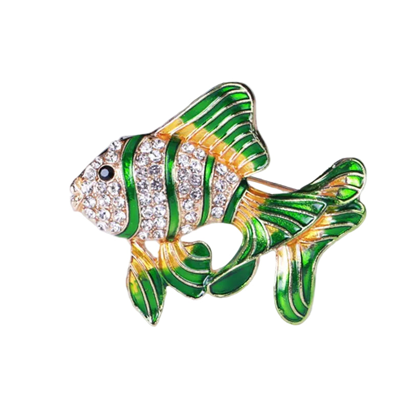 Rhinestone Fish Brooche