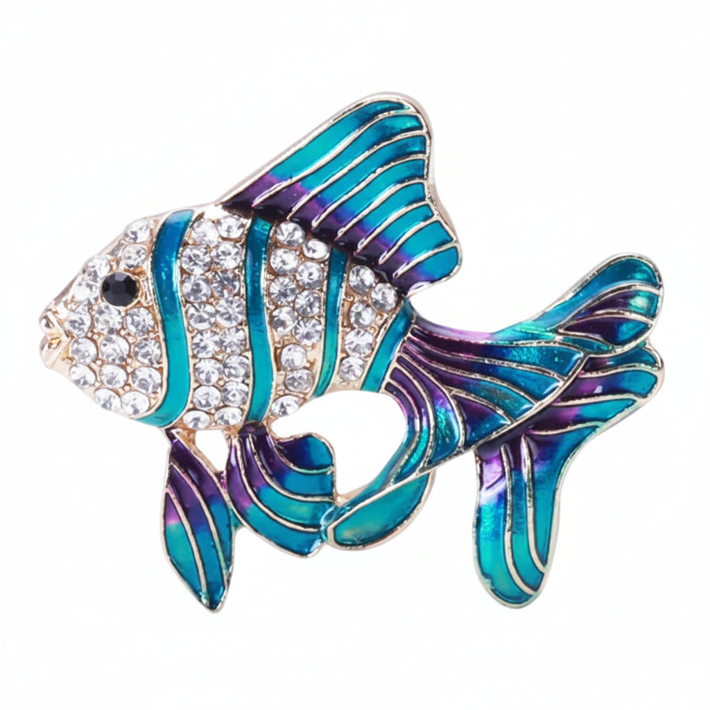 Rhinestone Fish Brooche