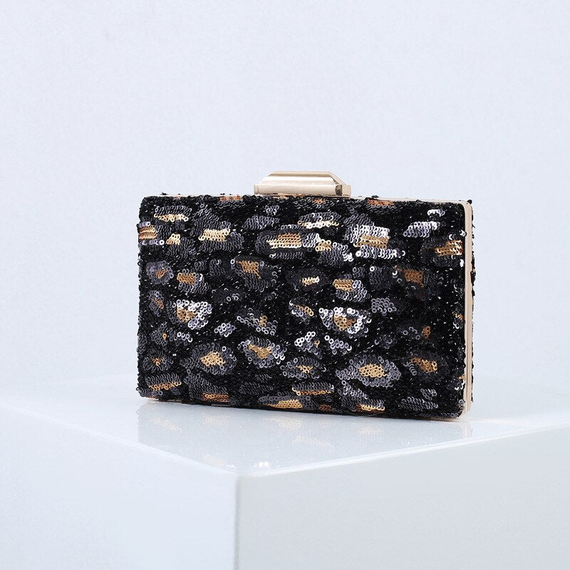 Sequined Leopard Clutch