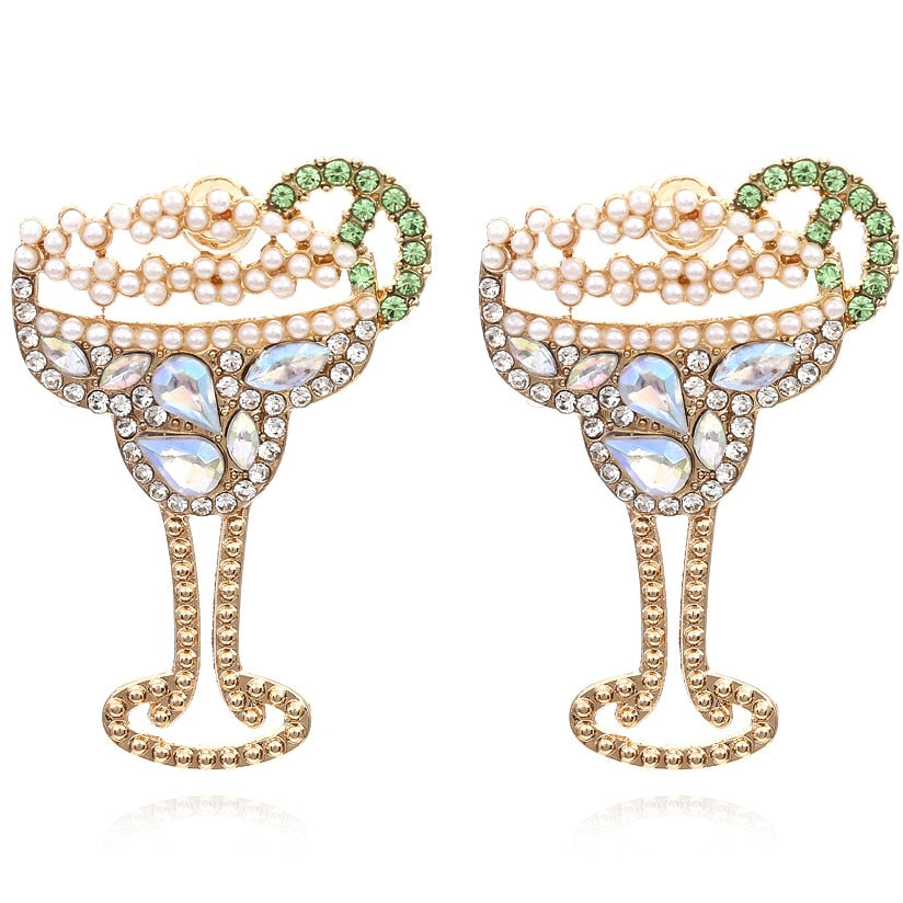 Dazzling Rhinestone Martini Earrings
