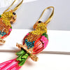 Elegant Perching Parrot Crystal Earrings