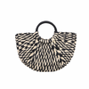 Half Moon Black and White Rattan Bag