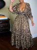 The Chloe Deep V Neck Leopard Print Maxi Dress