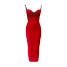 The Amara | Crystal-Embellished Bandage Midi Dress