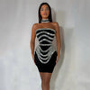 Midnight Heiress Strapless Crystal Mini Dress With Choker