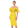 Havana Nights Yellow Mesh Jacquard Dress