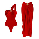 The Sun Maiden Over The Shoulder One Piece Swimsuit and Sarong