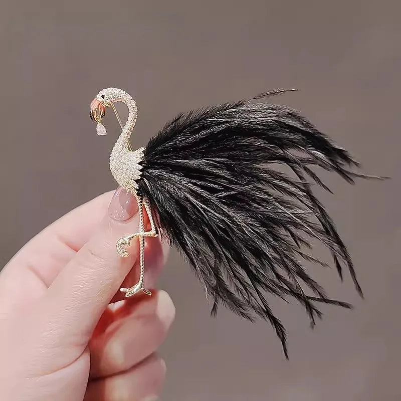 Feathered Flamingo Brooch