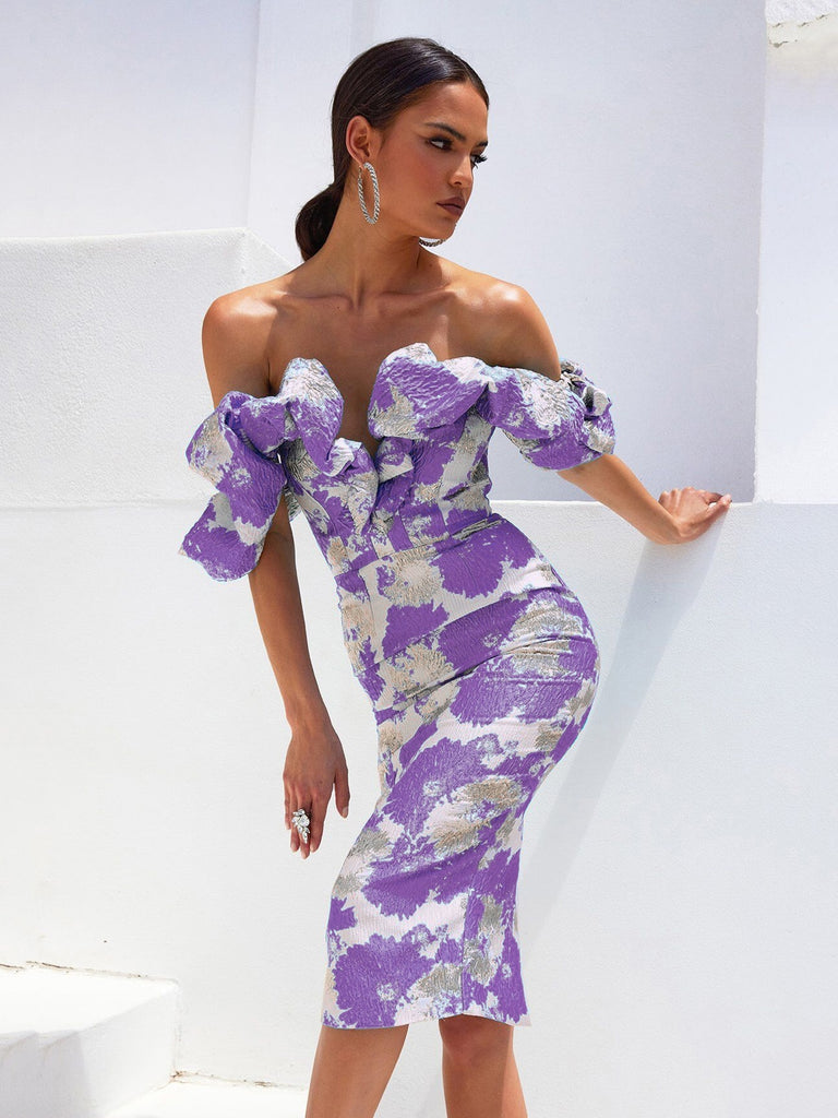 Havana Nights Lilac Jacquard Dress