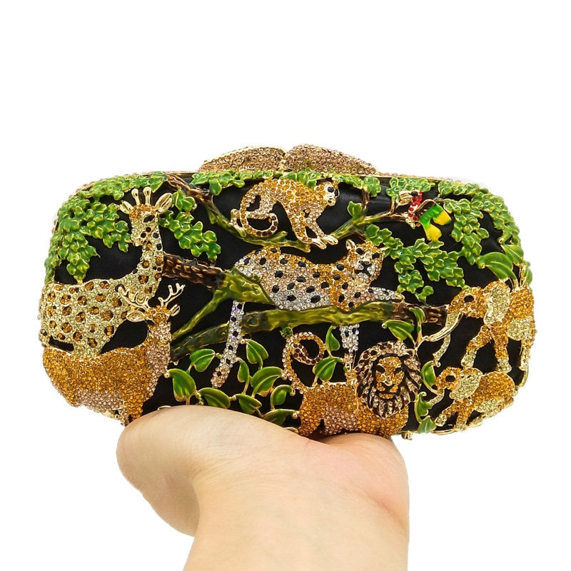 Pochette Minaudière Crystal Safari Forest